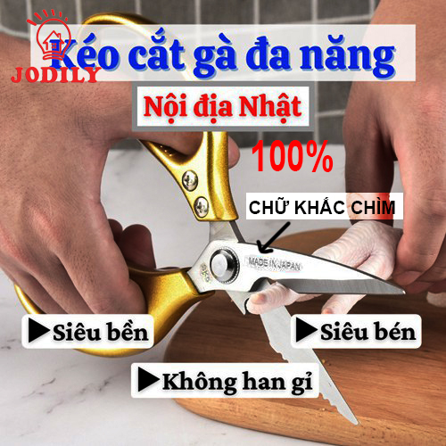  Kéo Nhật Nhà Bếp Cắt Gà Cắt Đồ Đa Năng Jodily - Hàng Chính Hãng 