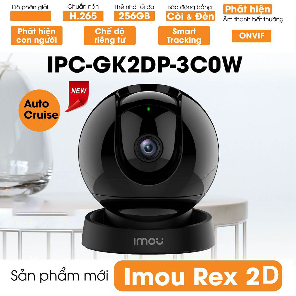 Camera REX 2D IMOU GK2DP Độ Nét 2K-3MP Xoay 360, Đàm Thoại 2 Chiều - Hàng chính hãng