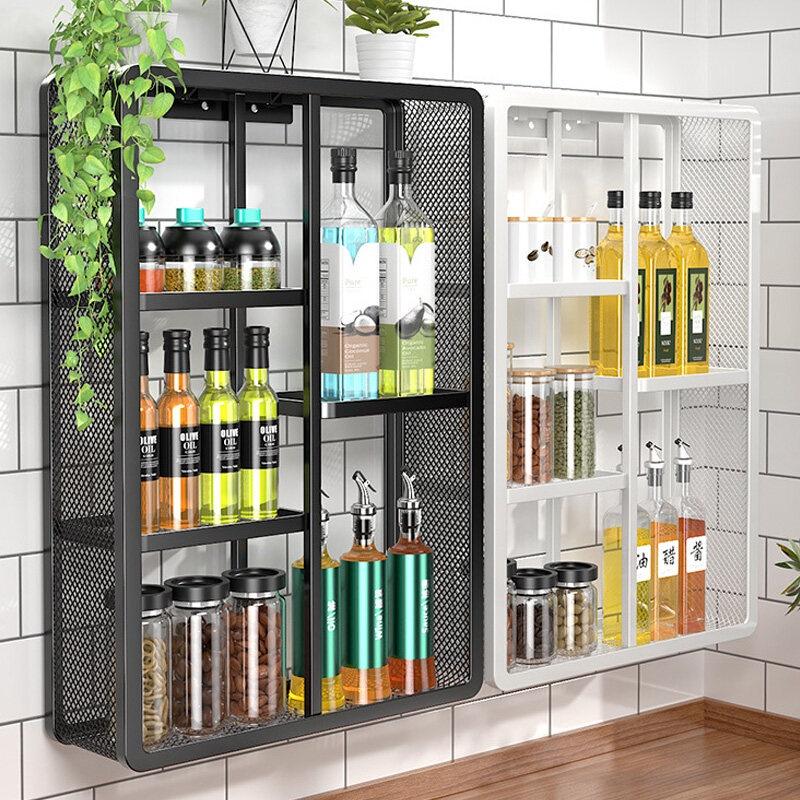 Kệ Nhà Bếp Gia Vị Gắn Tường Không Cần Đục Lỗ Thép Carbon
