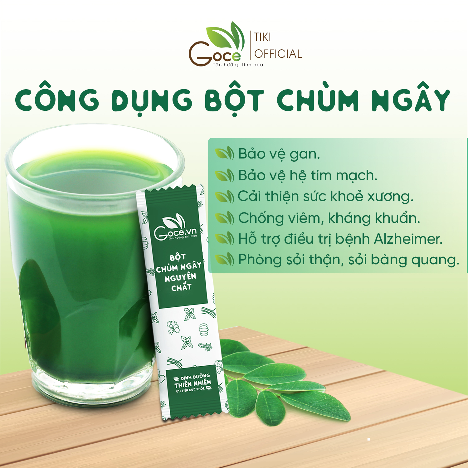 Bột chùm ngây nguyên chất Goce - 72g (24 gói x 3g)