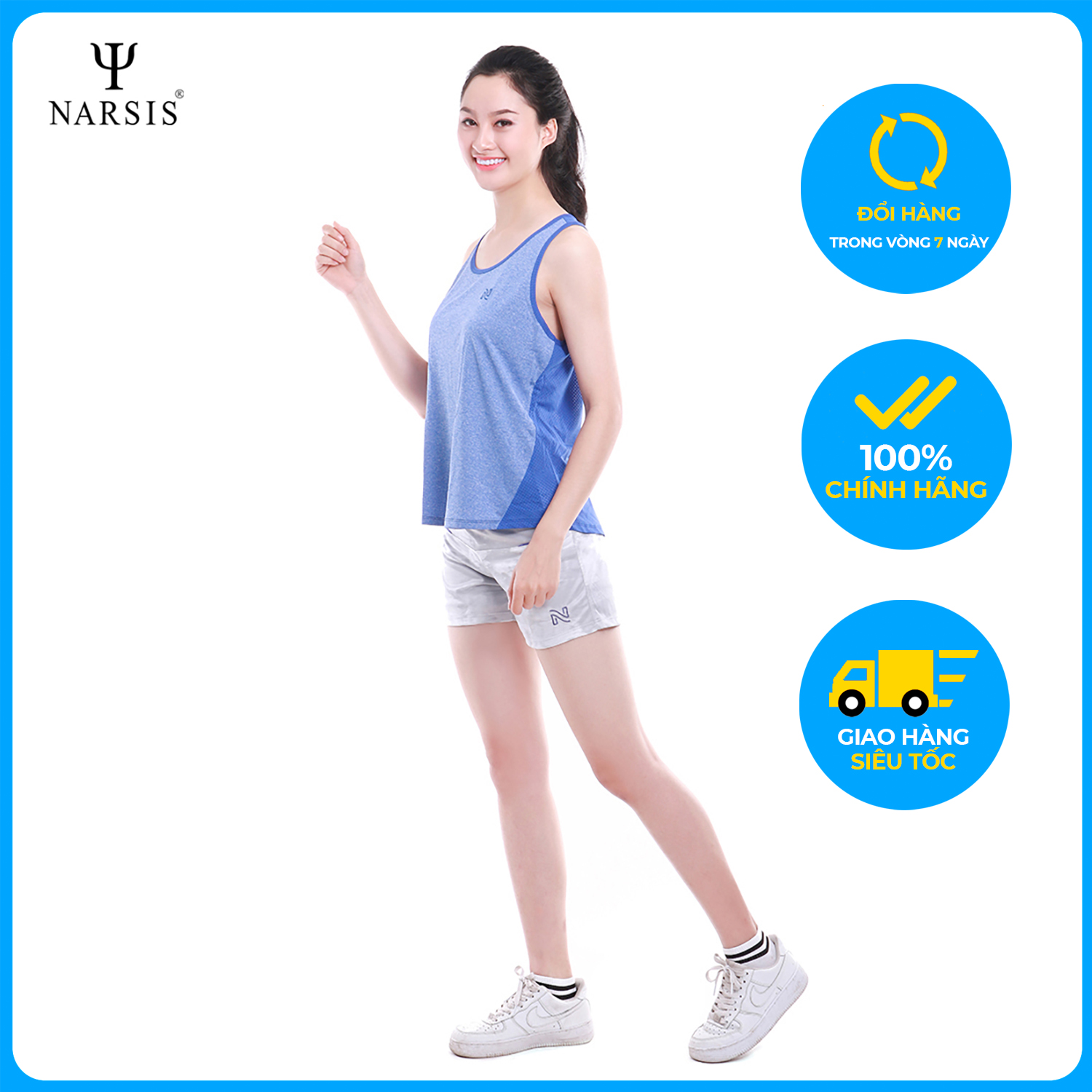 Quần Short nữ Narsis T6025 màu ghi  trẻ trung năng động, chất liệu  cao cấp cực mềm mại thông thoáng
