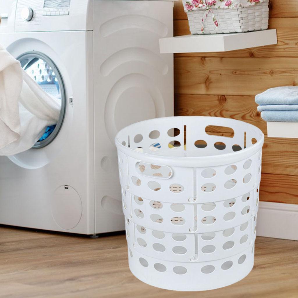 Folding PP Storage Basket Bins Kids Room Clothes Sundries Organizer White