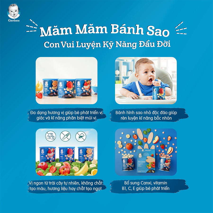 Combo 3 Bánh Ăn Dặm Hình Sao Nestlé Gerber Chính Hãng - Combo 3 Măm Măm Bánh Sao [Tặng Đồ Dùng Cho Mẹ Ngẫu Nhiên]