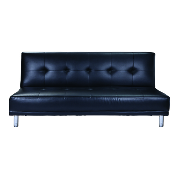 Ghế sofa giường đa năng TESI/L khung gỗ chân thép, đệm bọc da PVC cao cấp màu đen, tựa lưng ngả 3 cấp độ | Index Living Mall - Phân phối độc quyền tại Việt Nam