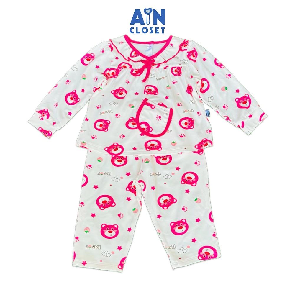 Bộ quần áo Dài bé gái họa tiết Gấu Hồng Thun cotton - AICDBGIGL0DV - AIN Closet