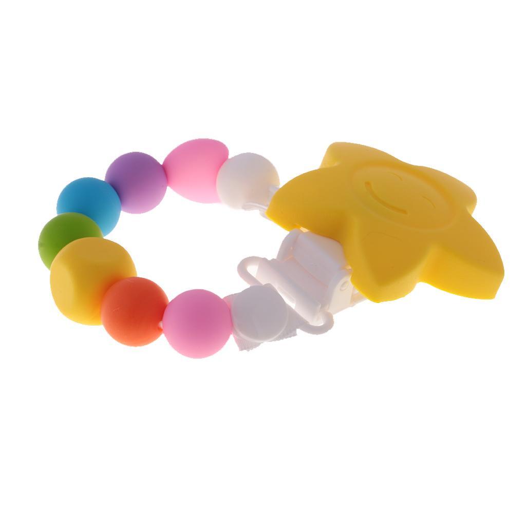 2 In 1 UUnisex Baby Pacifier Clip Food Grade Silicone Teether Beads BPA Free Chain for Drooling and Teething Baby