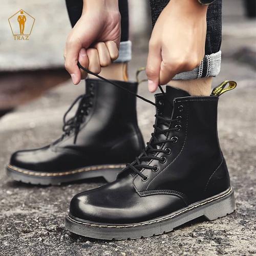 Giày combat boots nam TRAZ cao cổ, đế khâu chắc chắn