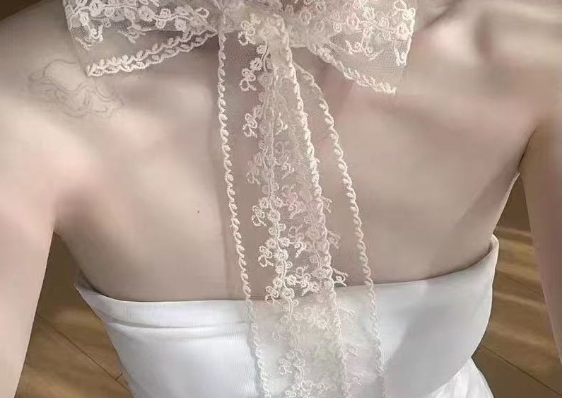 Khăn choàng cổ nữ phong cách mùa hè, phụ kiện khăn thêu xinh xắn, dây cột tóc nữ