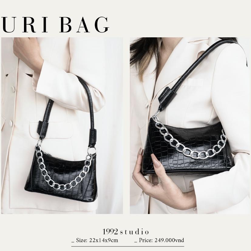 Túi xách nữ/ 1992 s t u d i o/ URI BAG/ nữ đeo vai, nữ kẹp nách, màu đen