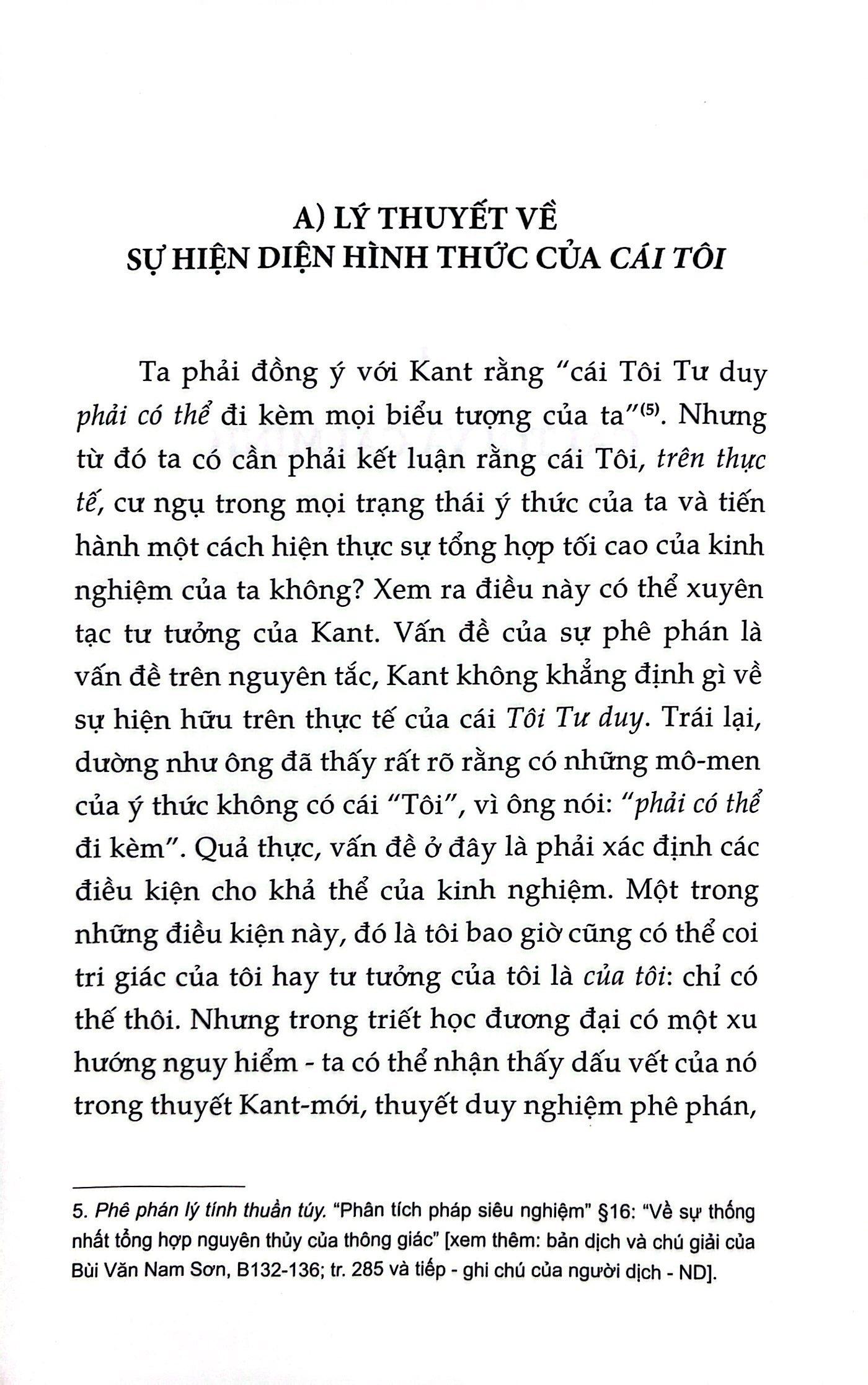 Tính Siêu Việt Của Tự Ngã - Phác Thảo Một Mô Tả Hiện Tượng Học
