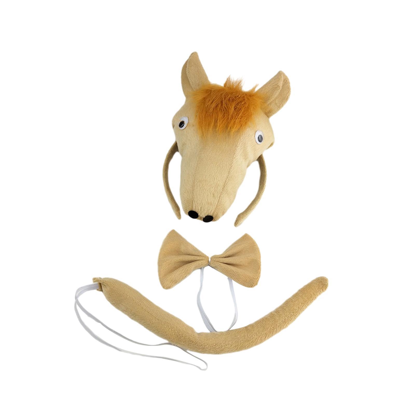 Kids Horse Costume, Ears Headband Bow Tie Tail Hair Band Elastic Strap, Animal Fancy Costume Kits for Carnival, Performance, Masquerades Cosplay