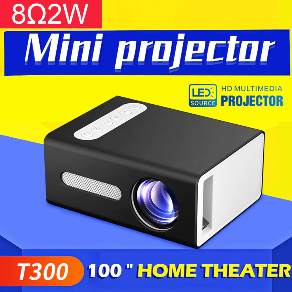 Máy Chiếu Di Động Mini Led Projector T300 Độ Phân Giải Khả Dụng 320x240  Độ Sáng 800 Lumens Tích Hợp Các Cổng HDMI, USB, 3.5mm Audio, TF Card Slot