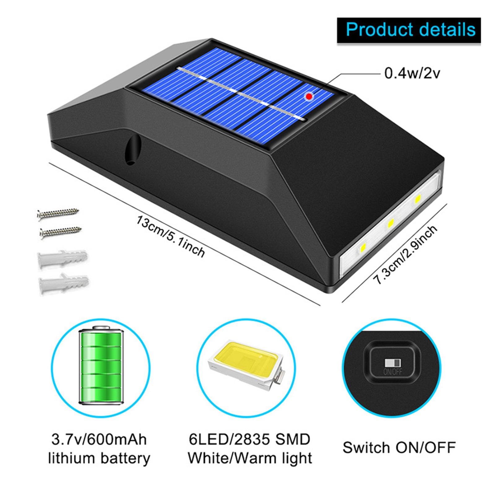2 Pack Solar Deck Lights Outdoor Waterproof, Solar Powered Wall Lights Fence Lights Night Outside Lights Decorations for Steps Stairs Walkway Fences