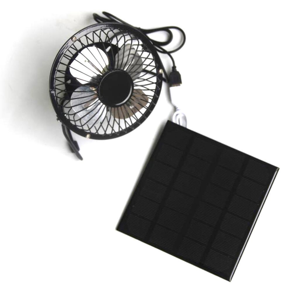 Solar Panel Power Charging External Battery Charger 6V 3W & 4'' Cooling Fan