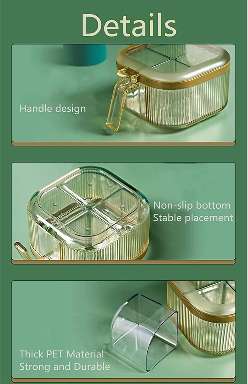 Hộp đựng gia vị 4 ngăn có nắp, Hộp đựng gia vị rõ ràng