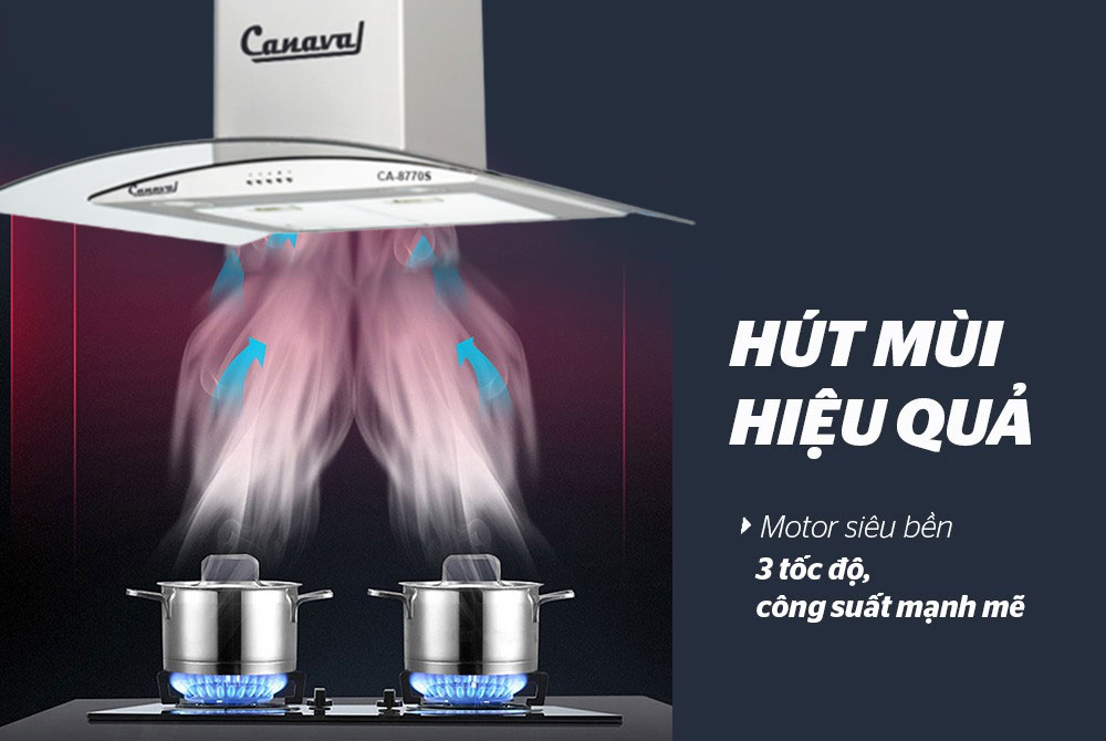 Máy hút mùi kính cong Canaval CA8770S - Hàng nhập khẩu