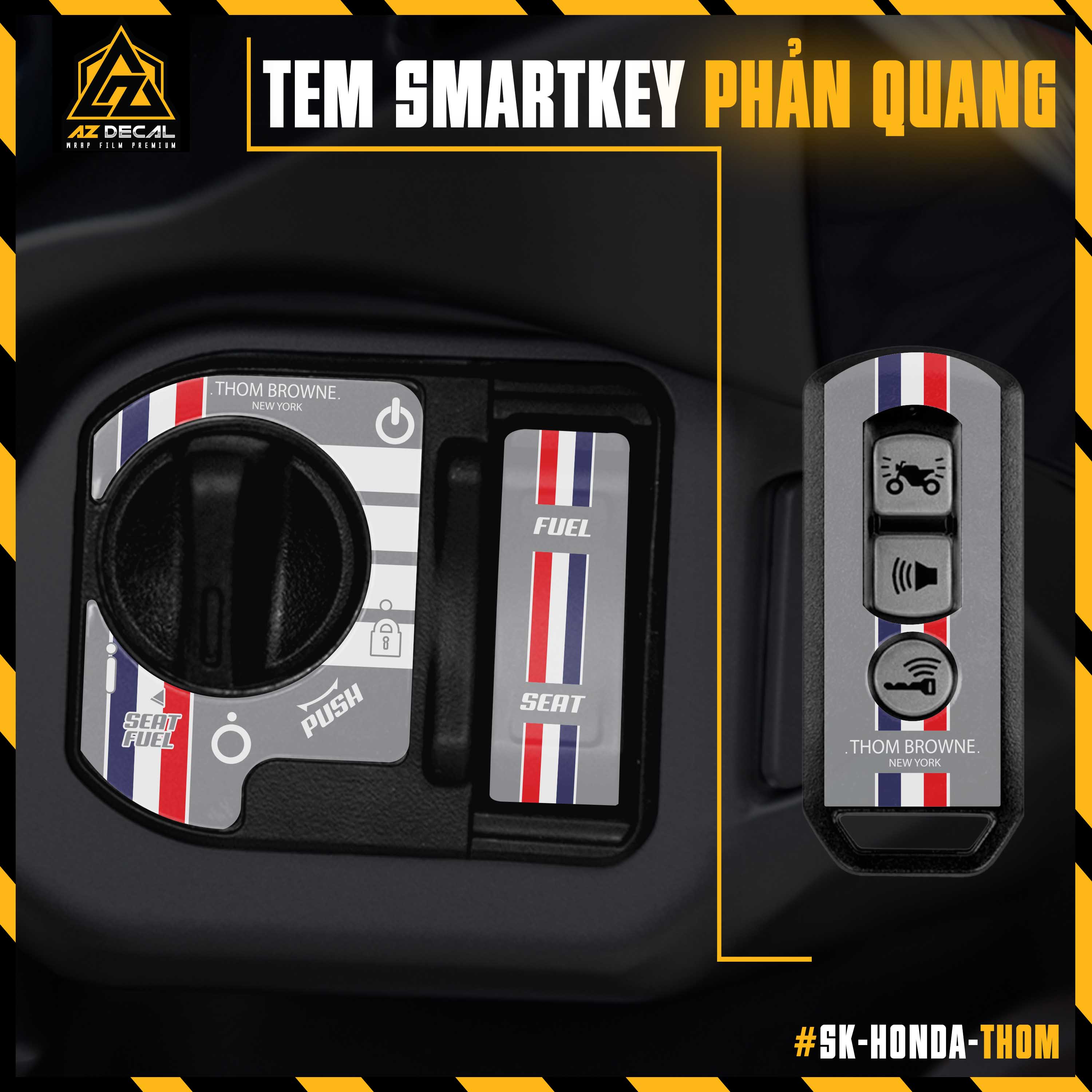 Tem Phản Quang Dán Smartkey Xe Honda Mẫu Thom Brownee | SK-HONDA-THOM | Xe SH, SH Mode, Air Blade, Vision, Vario,...