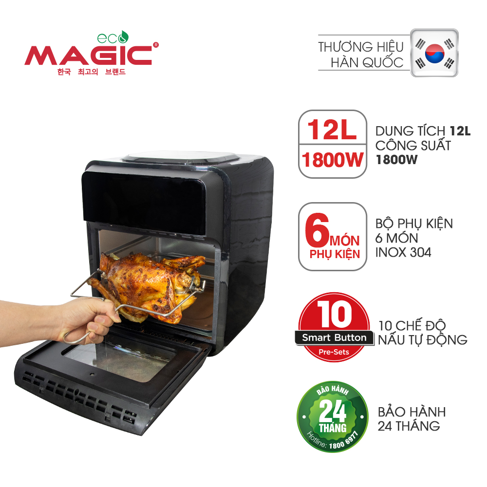 Nồi chiên không dầu kết hợp lò nướng Magic Eco M12 12L - Hàng chính hãng