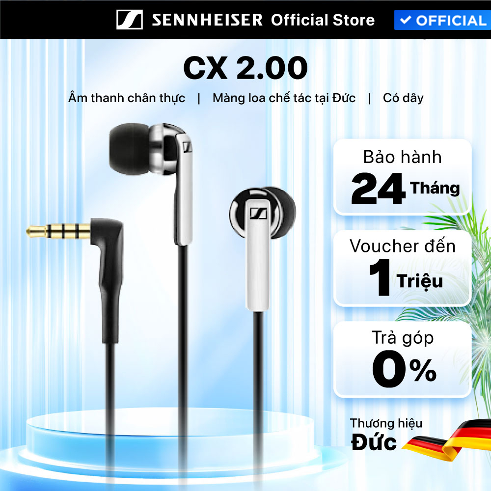 Tai nghe nhét tai có dây jack 3.5mm SENNHEISER CX 2.00 - Hàng chính hãng bảo hành 24 tháng