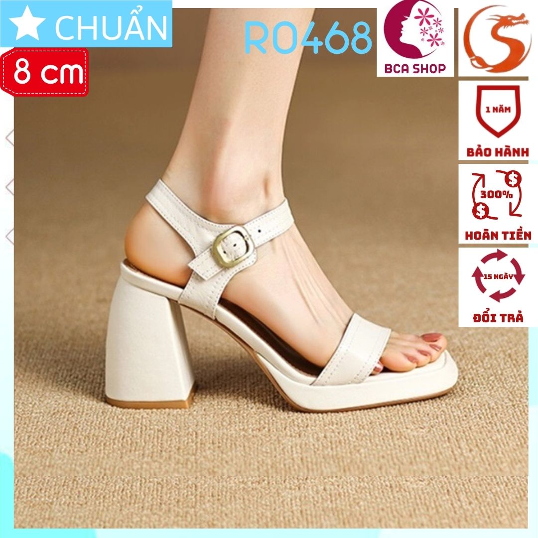 Giày cao gót nữ hở mũi cao 8 phân RO468 ROSATA tại BCASHOP quai sau cài ôm cổ chân - màu trắng