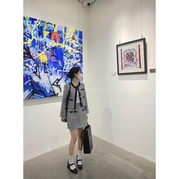 Set khoác caro & chân váy