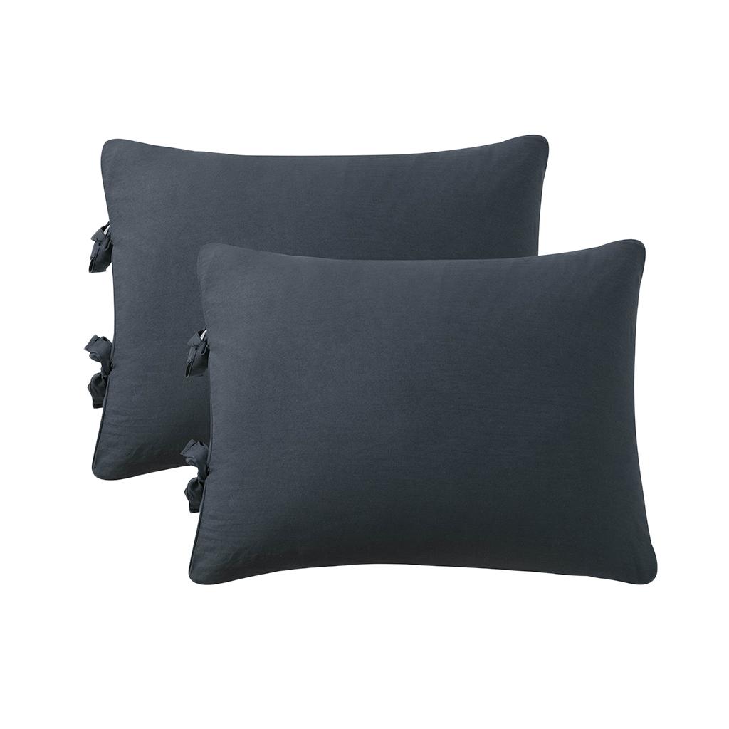 Solid Color Polyester Pillow Case Cushion Cover with Ties 2-in-1