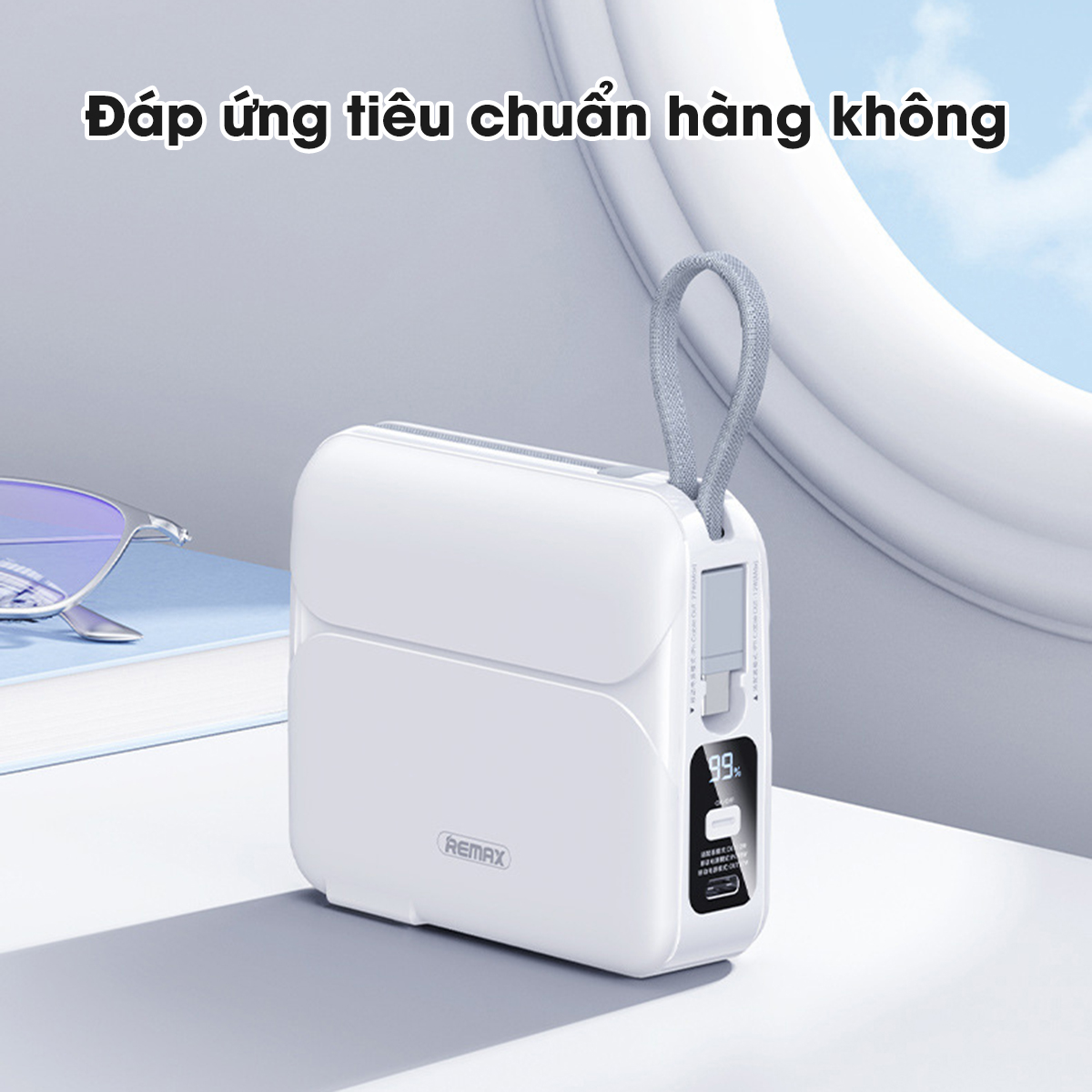 Sạc dự phòng 20000mAh kiêm củ sạc Remax RPP 553 thiết kế kèm dây sạc nhanh 27w cho 14 Serie - Hàng Chính Hãng Remax