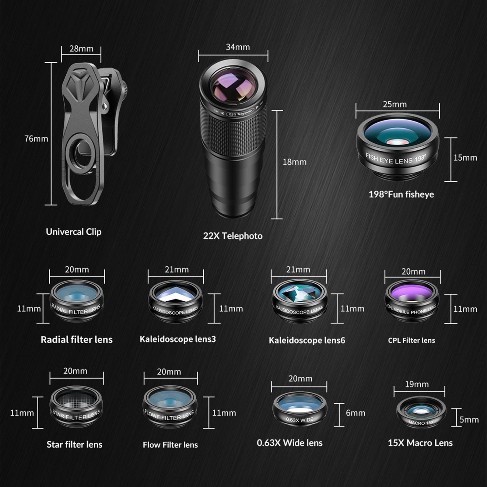 22x Lens for Phone Camera -22x Clip On for Tablet Mobile Phone Camera