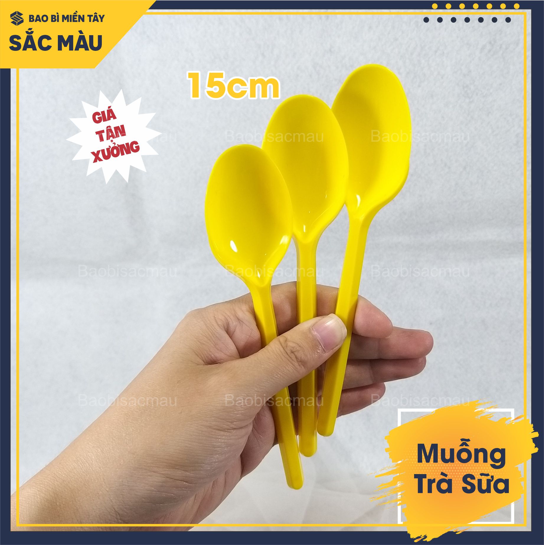 Sỉ 100 muỗng nhựa 15cm dành cho quán trà sữa, muỗng nhựa cà phê, muỗng nhựa sinh tố