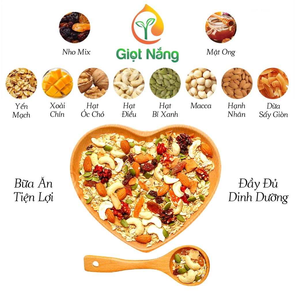 Ngũ Cốc Giảm Cân Granola Ăn Kiêng Siêu Hạt Thêm Óc Chó Dinh Dưỡng Không Đường Ít Yến Mạch từ Nông Sản Sạch Giọt Nắng