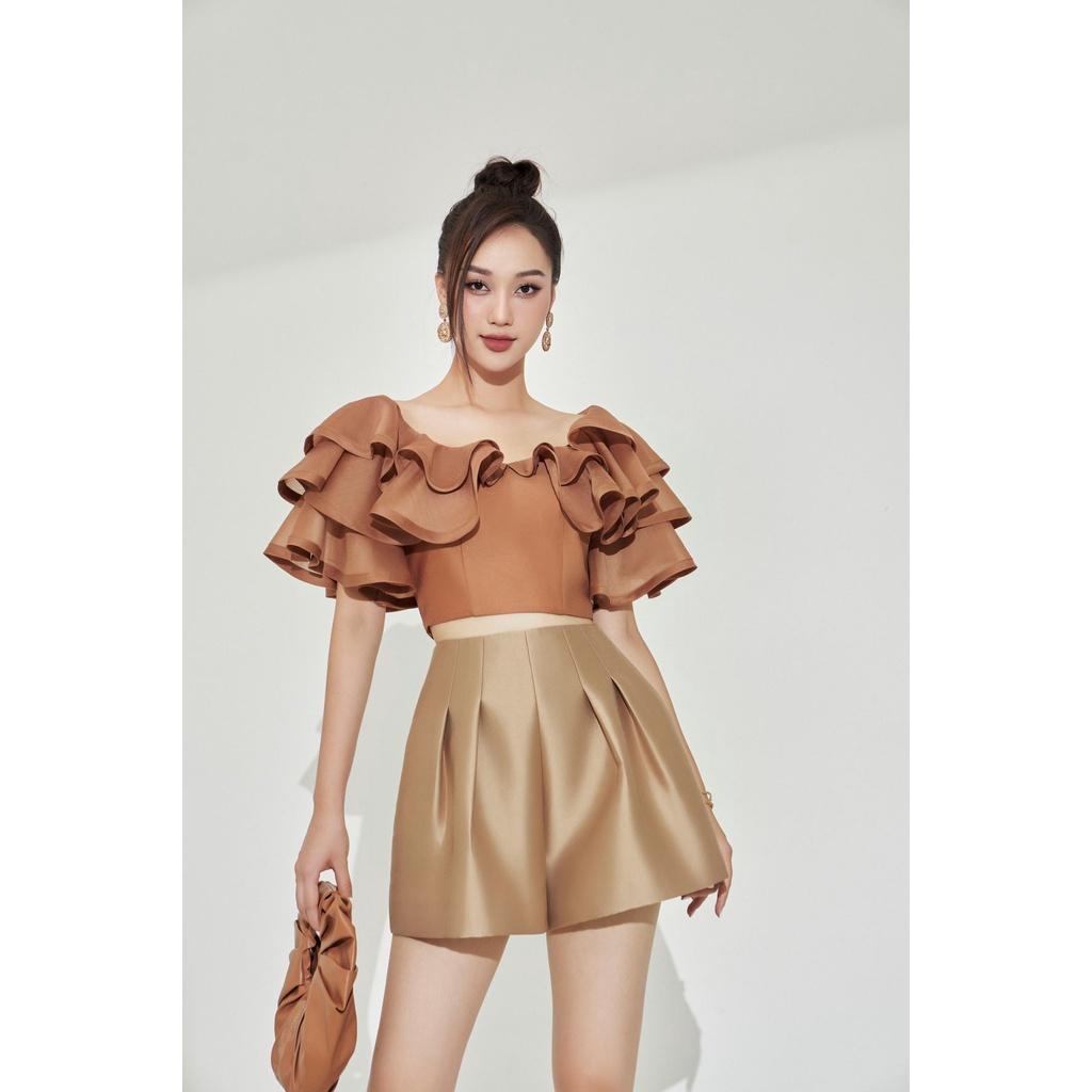 MOLLYNISTA - Áo Oria organza 2 tầng bèo quyến rũ nữ tính thiết kế cao cấp đi chơi đi tiệc gợi cảm
