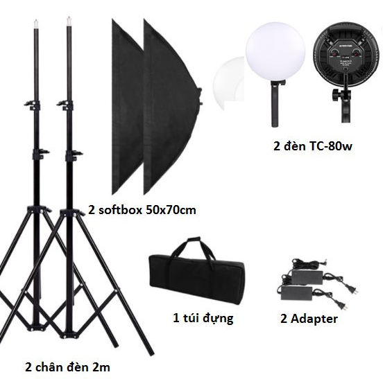 COMBO 2 ĐÈN LED STUDIO TC-80W