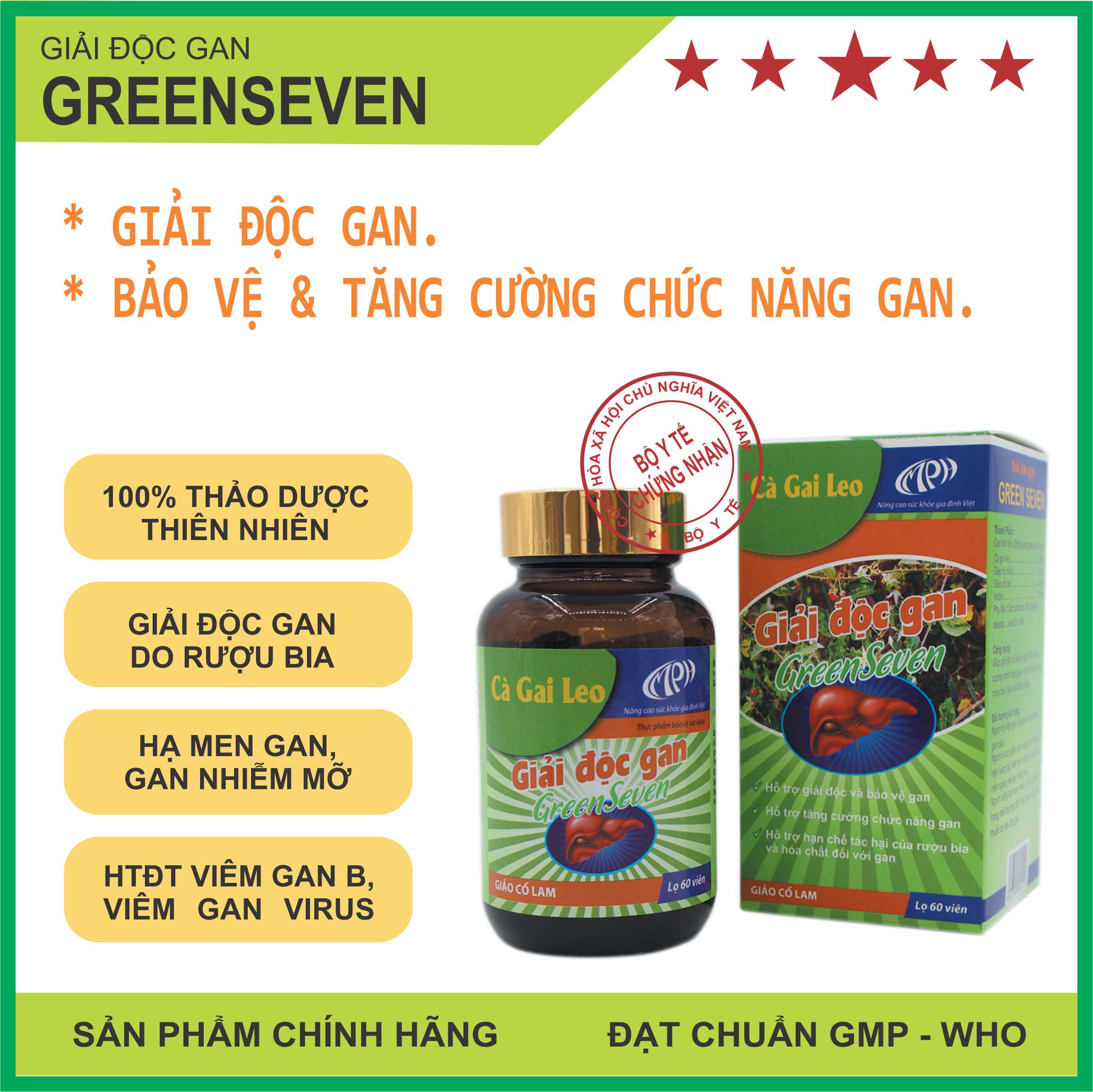 Combo 2 Hộp Giải Độc Gan Cà Gai Leo GreenSeven - Hỗ Trợ Thải Độc Gan, Phục Hồi Chức Năng Gan, Hạ Men Gan, Gan Nhiễm Mỡ, Viêm Gan