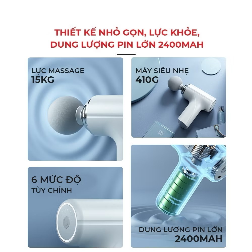 [LOẠI 1 PIN KHỎE] Máy massage cầm tay, máy massage cổ vai gáy 6 Cấp Độ Chuyên Sâu Đa Năng Bảo Hành 12 Tháng
