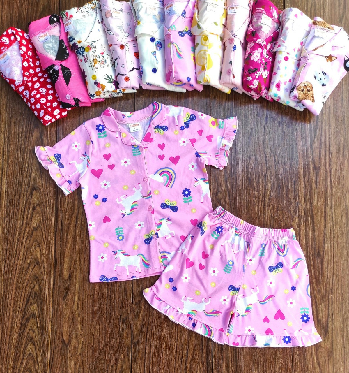 Đồ bộ bé gái, bộ pijama ngắn tay cho bé gái size 18-35kg chất cotton mềm mát