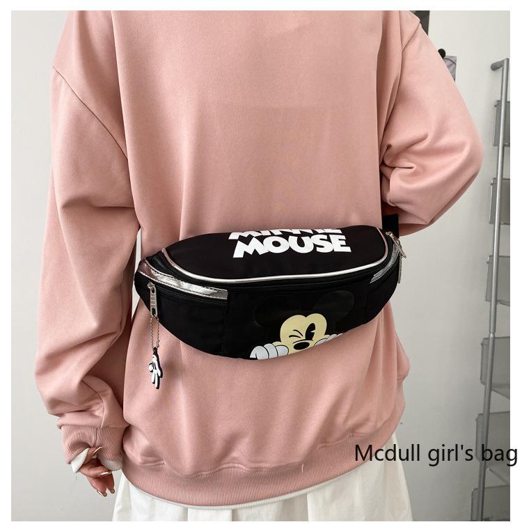 Hoạt Hình Disney Chuột Mickey Vịt Donald 2021 Mới Thắt Lưng Nữ Túi Nylon Dây Kéo Công Suất Lớn Túi Bảo Quản Nữ Túi