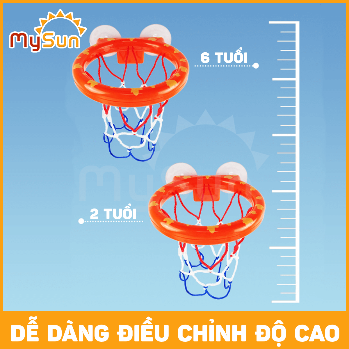 Bộ đồ chơi bóng rổ treo tường mini trong phòng nhà tắm cho bé vận động thể thao MySun