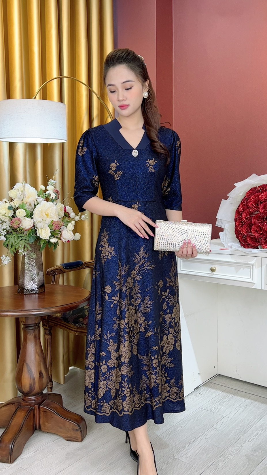 Đầm Trung Niên [ Linh Trà ] (TM 1059) Trẻ Trung Thiết Kế Trang Nhã Thanh Lịch Bigsize Đi Làm Đi Tiệc Cho Bà Cho Mẹ U50