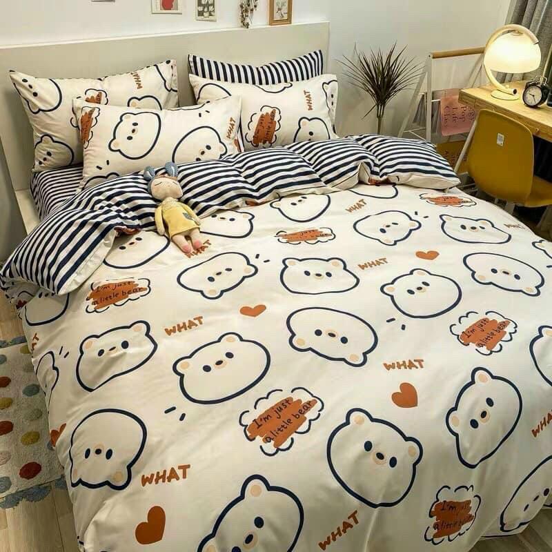 Bộ chăn ga gối cotton poly nhập khẩu - chăn mền, drap giường, vỏ gối - ga giường đủ size