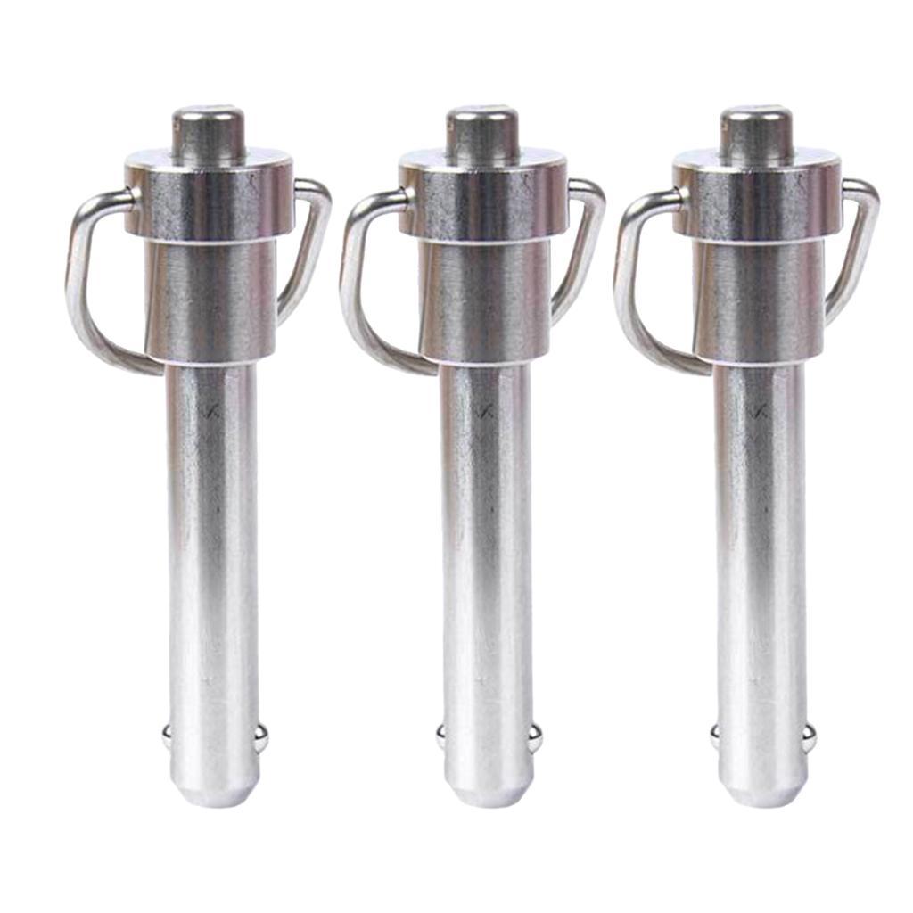 3 Pcs Stainless Steel Push Button Pin Quick-Release Pin Ring Handle Pins 6mm 50mm