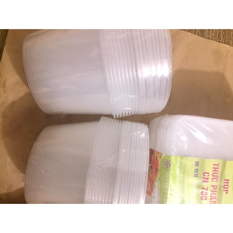 Lốc 10 cái hộp nhựa chữ nhật/ hộp nhựa tròn kèm nắp dùng để đựng thực phẩm, dùng được trong lò vi sóng