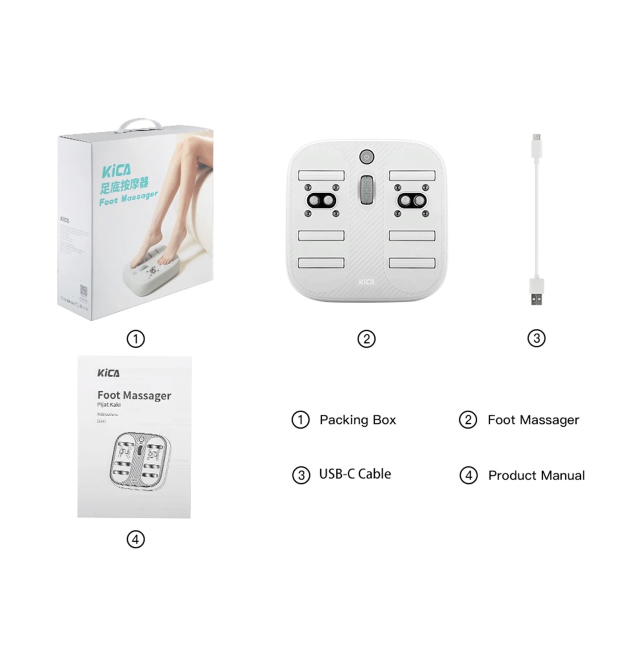 ƯU ĐÃI TẶNG QUÀ - Máy Massage Chân Kica Foot Massager, Chế độ massage bộ gõ kép cải thiện lưu thông máu và trao đổi chất - Hàng Chính Hãng