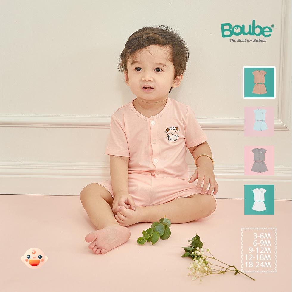 Bộ quần áo trẻ em ngắn tay cài thẳng Boube, vải sợi tre cao cấp Bamboo thông minh, thoải mái, đủ màu sắc- Fullsize 0-24M