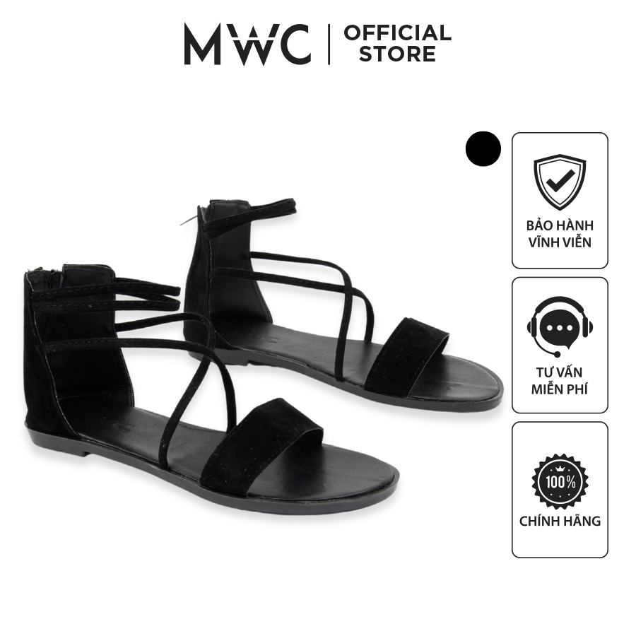 Giày Sandal MWC Đế Bệt Quai Ngang Thiết Kế Trẻ Trung Năng Động với 4 Màu Đen Xám Nâu Xanh Lá NUSD- 2509