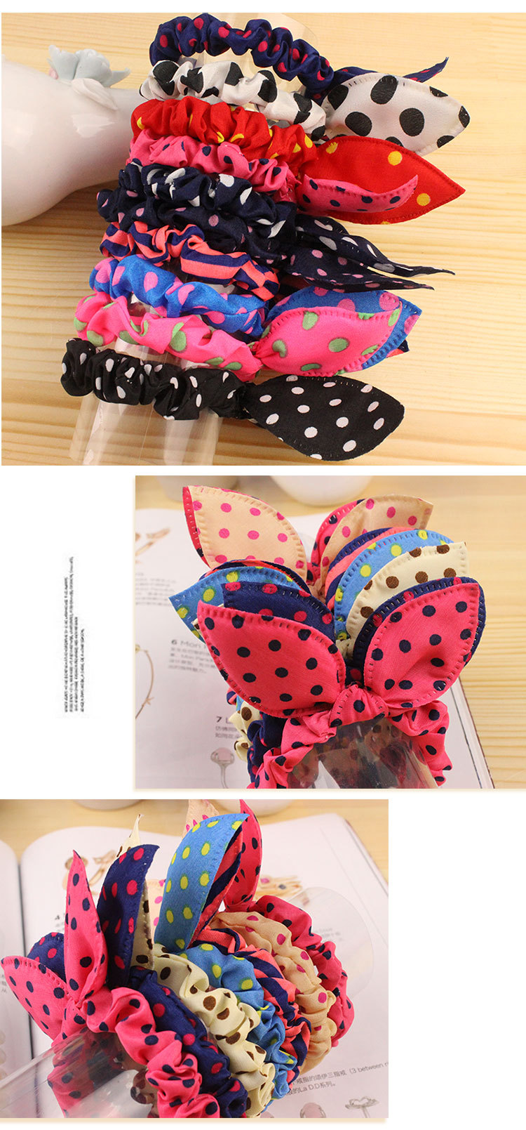 Combo 01 Dây buộc tóc Cherry Scrunchies dễ thương Kèm vòng tay chỉ đỏ may mắn Thailand