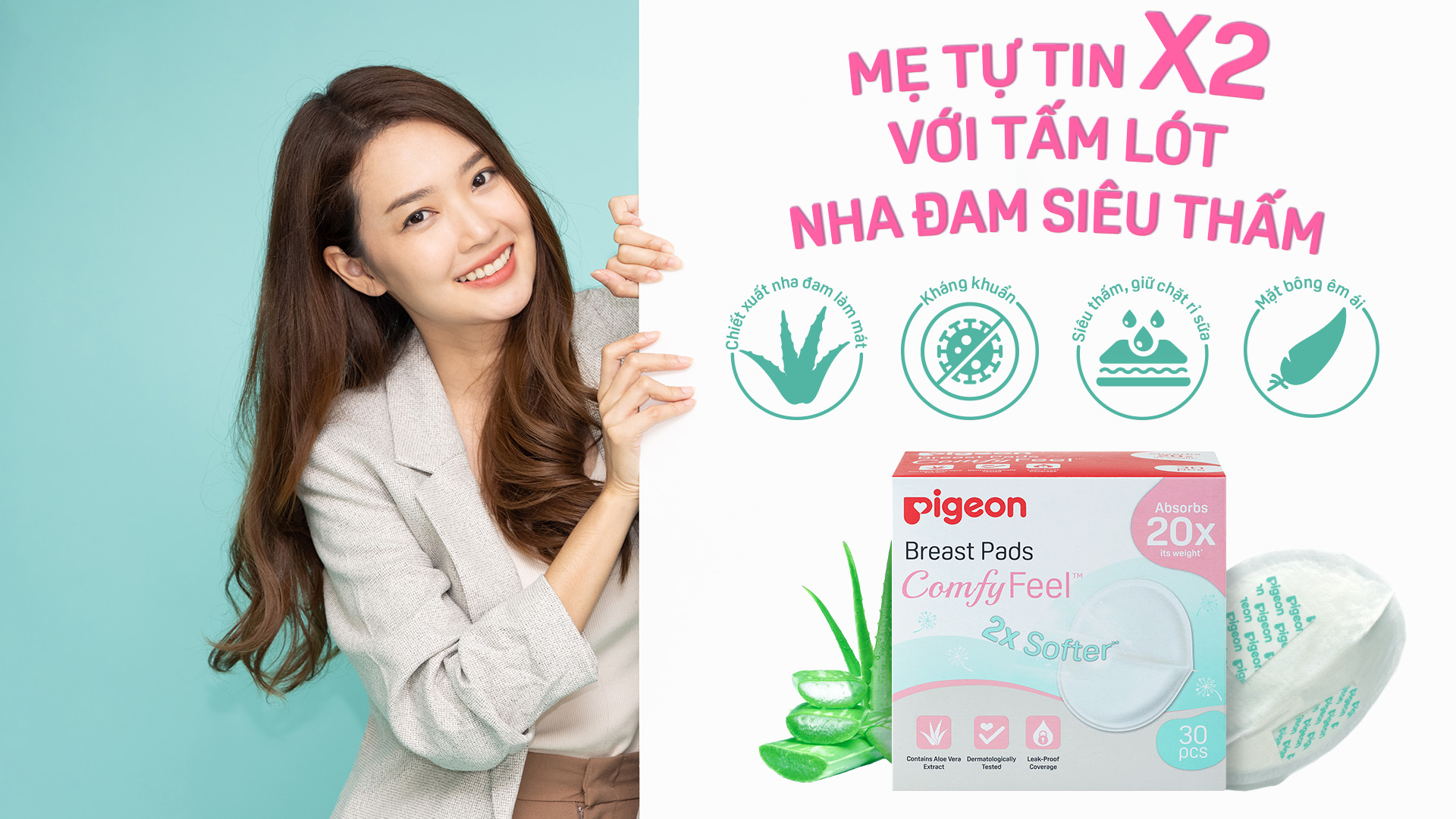 Tấm Lót Thấm Sữa Nha Đam Pigeon 12 miếng/30 miếng/50 miếng