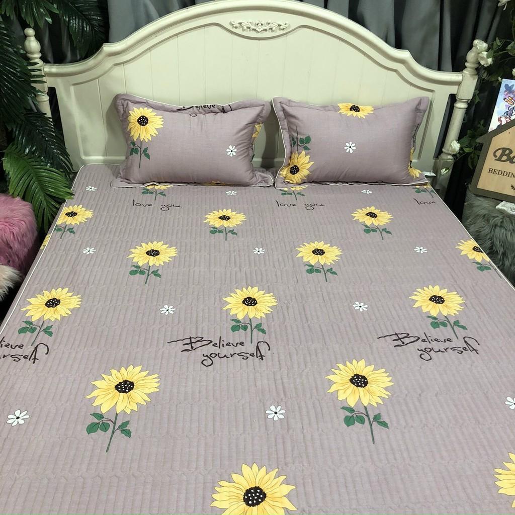 Ga chun trần mẫu họa tiết 100% cottong đẹp kèm 2 vỏ gối trần bông