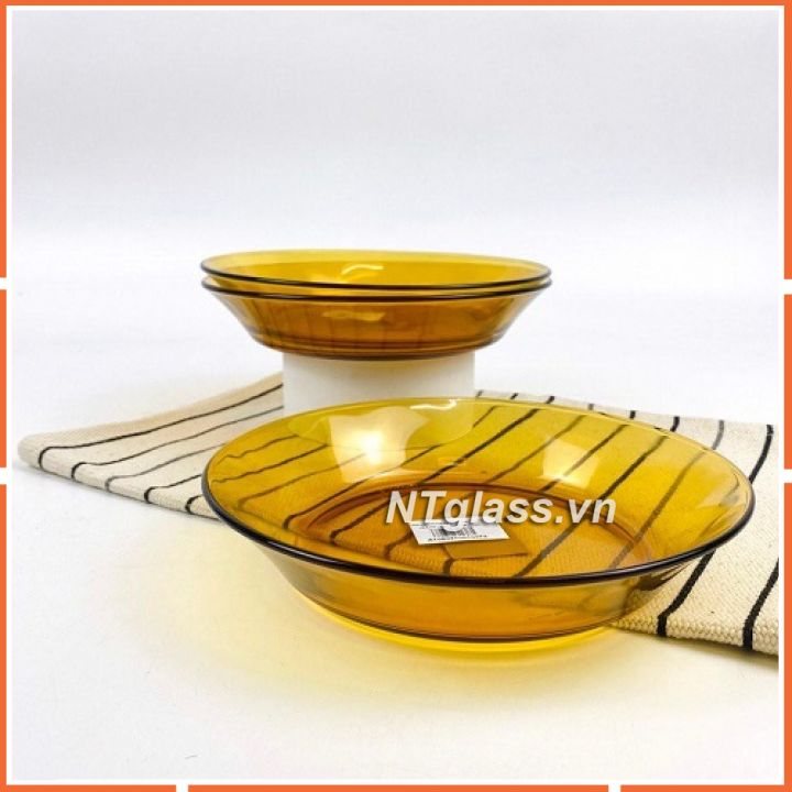 Dĩa thủy tinh cường lực hổ phách D3007D