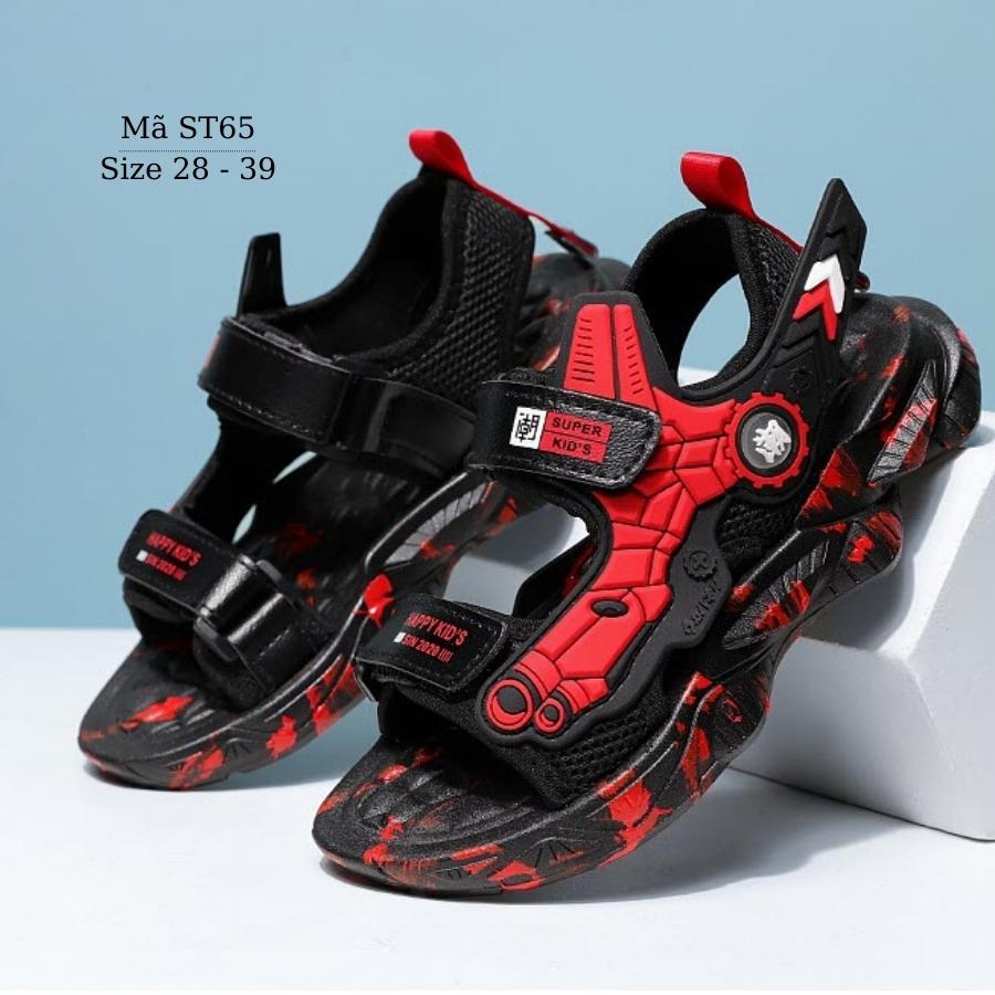 Giày sandal bé trai siêu nhân spiderman đỏ đen thể thao mang êm chống trơn dép có quai hậu dán dễ tháo sỏ phù hợp cho trẻ em đi học đi biển LIMIBABY ST65