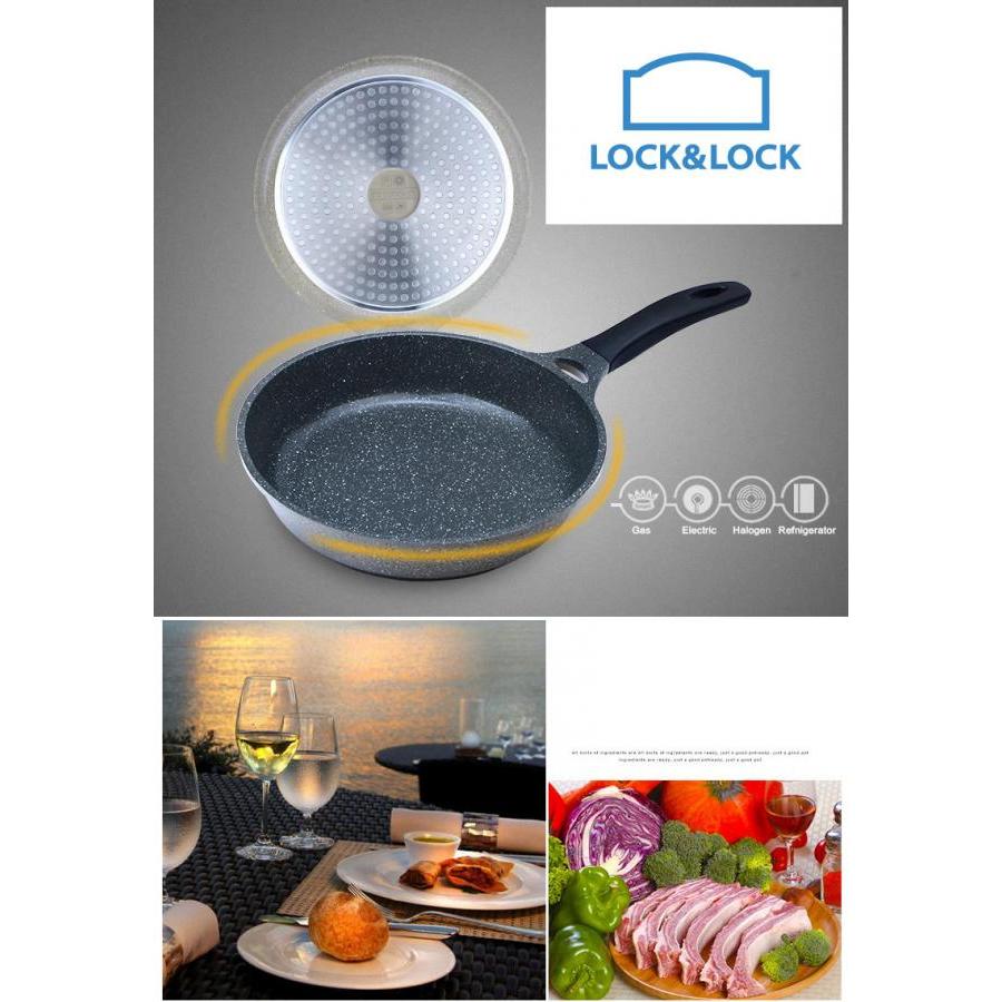 Chảo vân đá chống dính Lock&Lock Stone 28cm LCA6283D dùng bếp từ